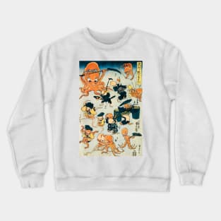 Funny Japanese Octopus Ukiyo-e art Crewneck Sweatshirt